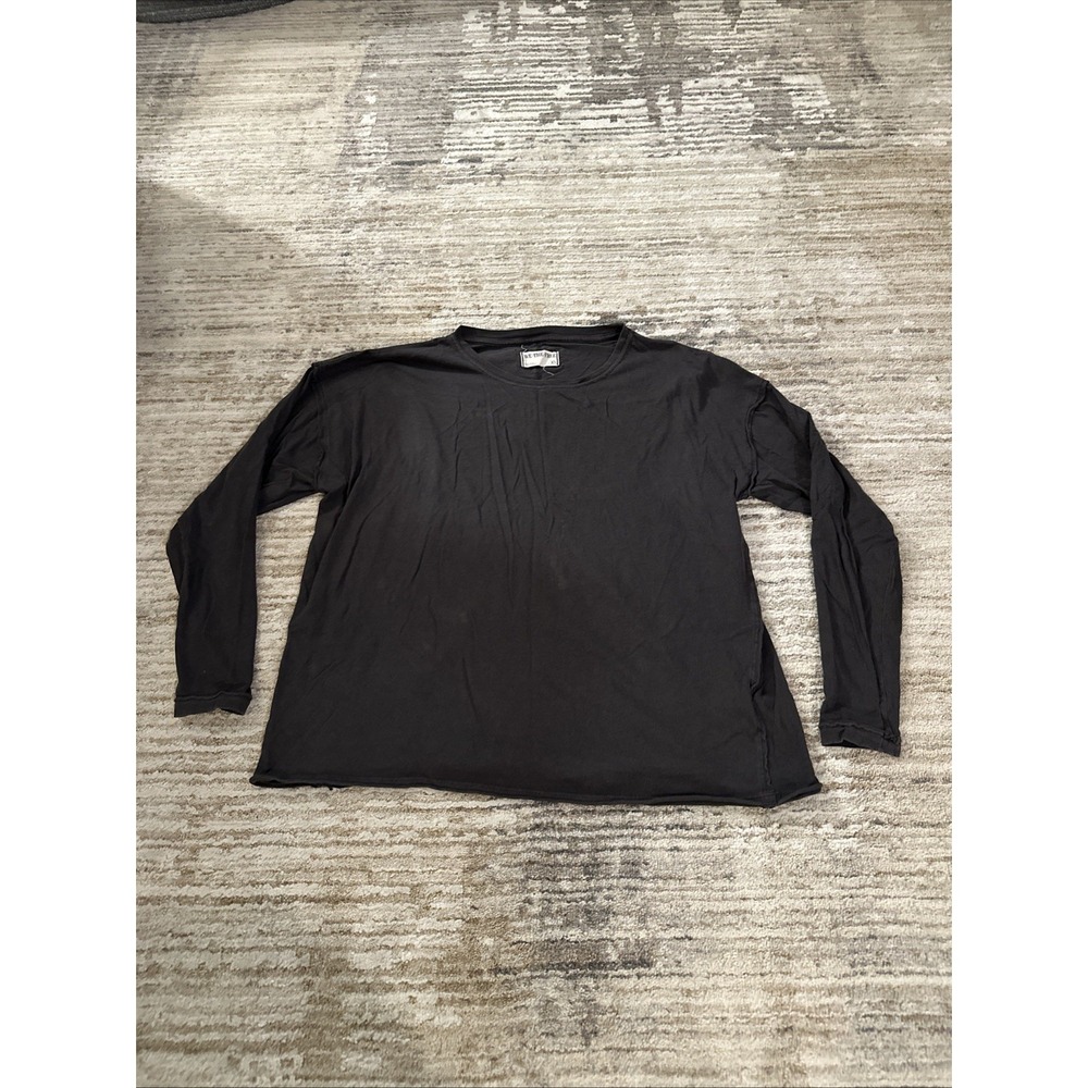 WE THE FREE Long Sleeve Pulllover Tee Womens Gray Sz XS Raw Shoulder Stitch Boxy